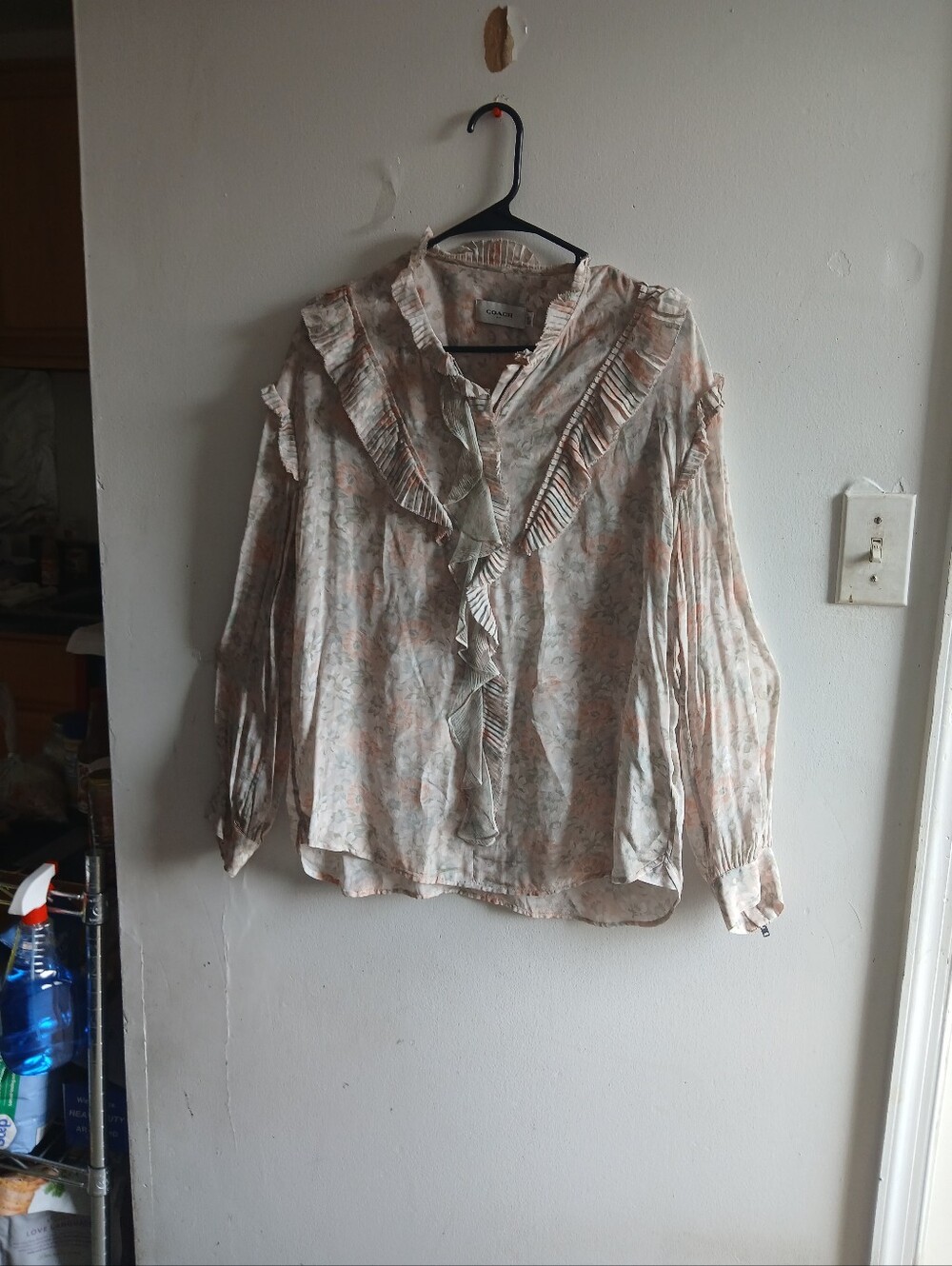 Coach Ruffled Floral Blouse - Cream Pink Peach